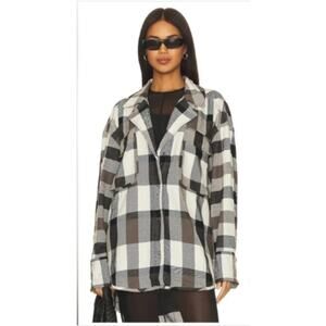 We The Free Izzie Cargo Shirt Jacket Sz XS Plaid Flannel Shacket Button Up